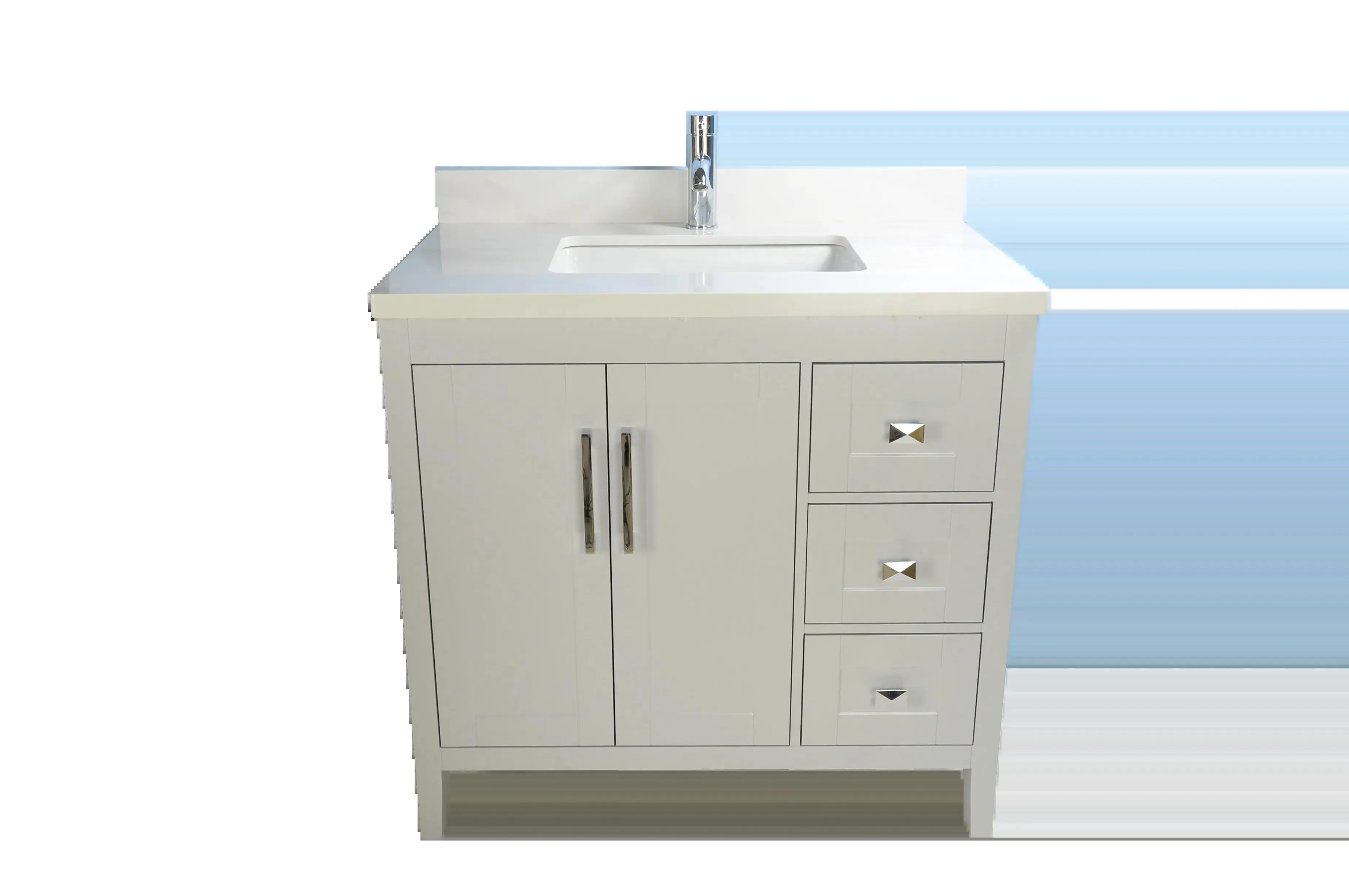 30" European Style Grey Vanity with White Countertop
