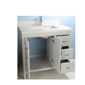 Image 3 of 30" European Style Grey Vanity with White Countertop sold at Floors & Baths Pro's