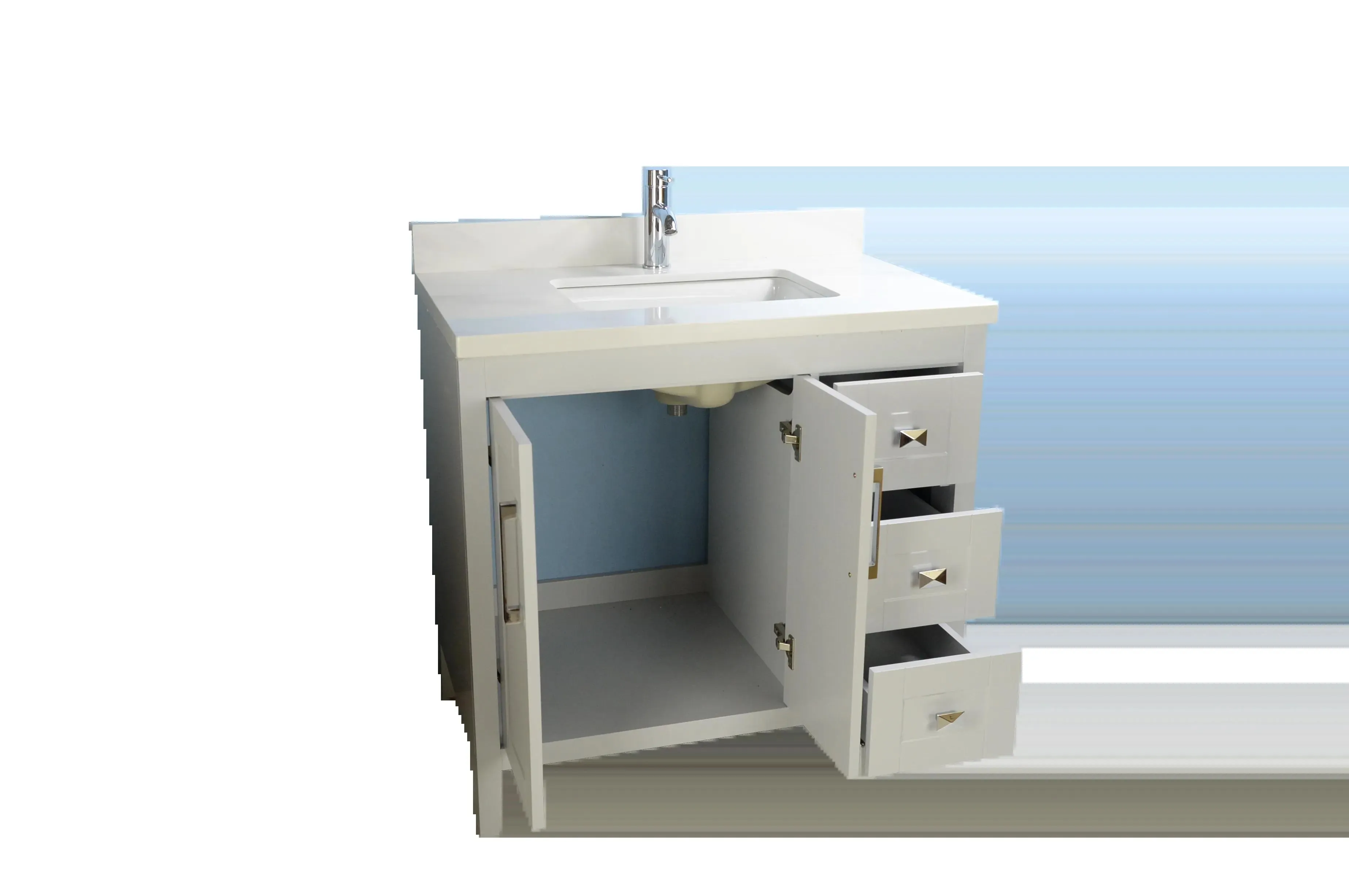 30" European Style Grey Vanity with White Countertop