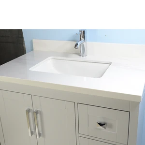 Image 6 of 30" European Style Grey Vanity with White Countertop sold at Floors & Baths Pro's