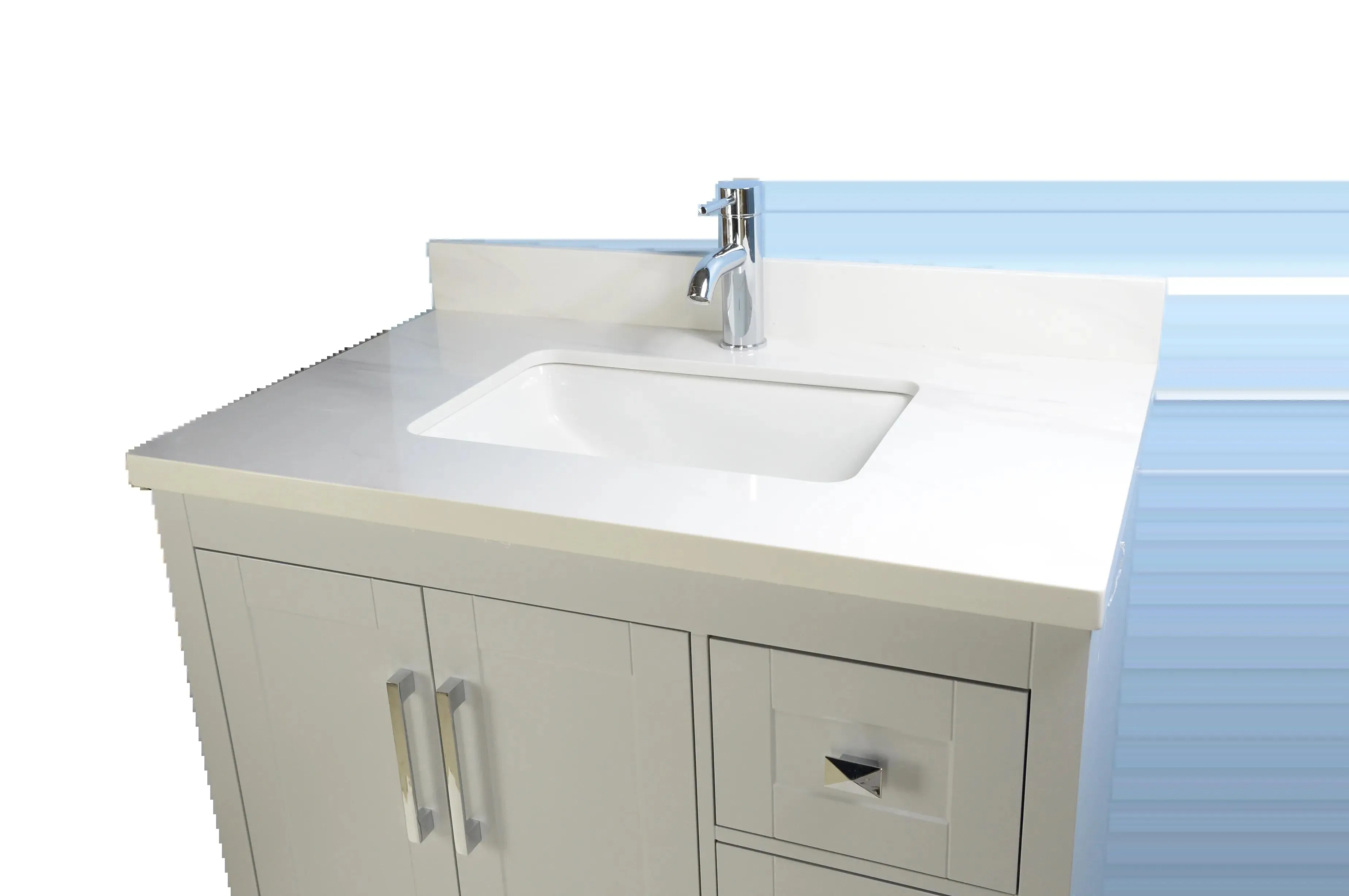30" European Style Grey Vanity with White Countertop