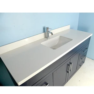 Image 3 of 60" Single-Sink Dark Blue Vanity with Stone Top sold at Floors & Baths Pro's