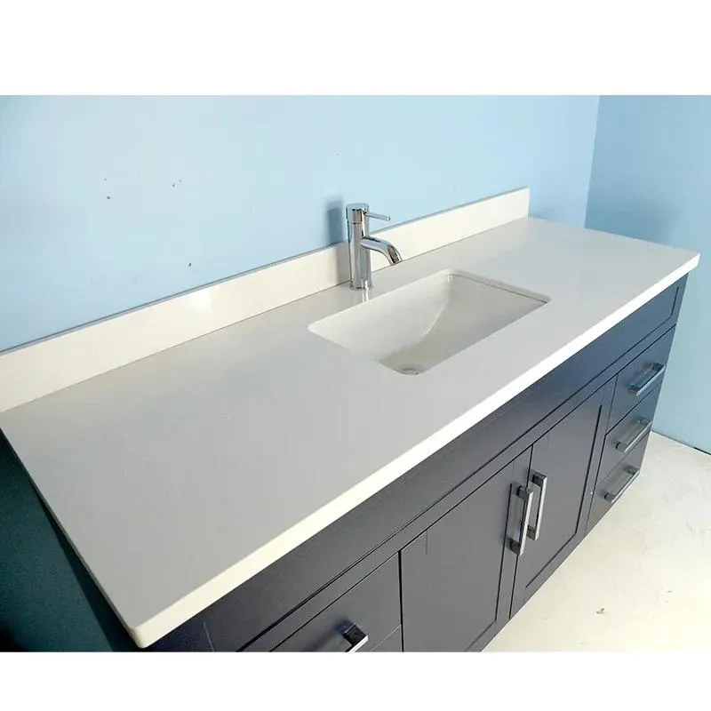 60" Single-Sink Dark Blue Vanity with Stone Top