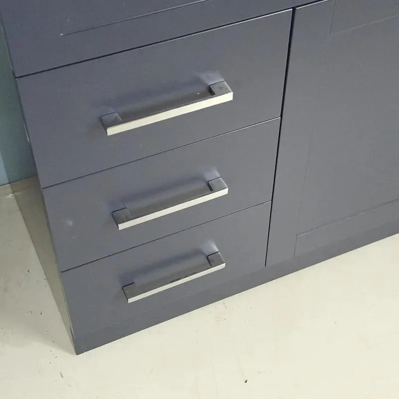 60" Single-Sink Dark Blue Vanity with Stone Top