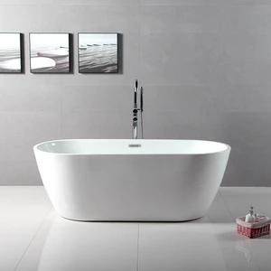  59" Freestanding Acrylic Oval Bathtub in White/Black 