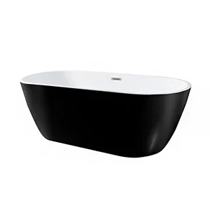 Image 2 of 59" Freestanding Acrylic Oval Bathtub in White/Black sold at Floors & Baths Pro's