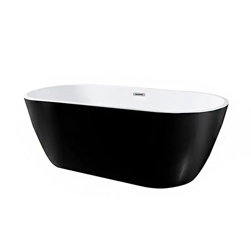 59" Freestanding Acrylic Oval Bathtub in White/Black