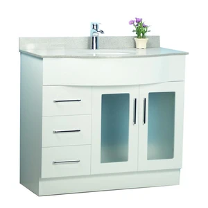 40" Traditional Style Curved White Vanity with Stone Top | Floors & Baths Pro's