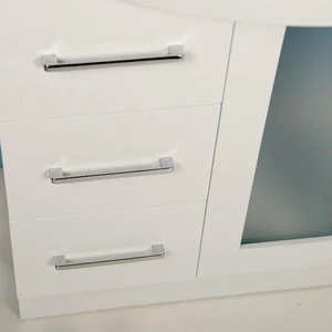 Image 4 of 40" Traditional Style Curved White Vanity with Stone Top sold at Floors & Baths Pro's
