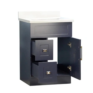 Image 2 of 24" Dark Blue Bathroom Vanity with Stone Top and 2 Drawers sold at Floors & Baths Pro's