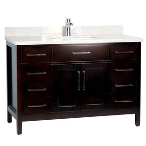 48" Solid Wood Espresso Vanity with Stone Top | Floors & Baths Pro's