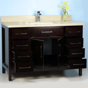 Image 2 of 48" Solid Wood Espresso Vanity with Stone Top sold at Floors & Baths Pro's