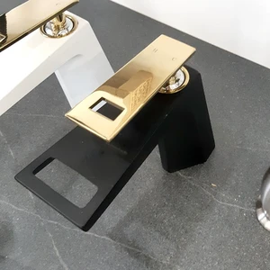 Image 2 of Single-Handle Sink Faucet (Black/Gold) sold at Floors & Baths Pro's