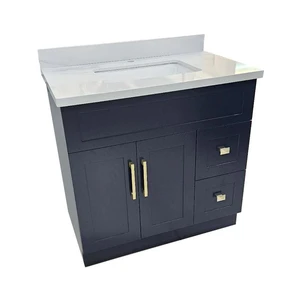 Image 6 of 36" Shaker Style Dark Blue Vanity with Stone Top (2 drawers) sold at Floors & Baths Pro's