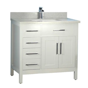  42" Classic Style Solid Wood Grey Vanity with Stone Top 