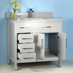Image 2 of 42" Classic Style Solid Wood Grey Vanity with Stone Top sold at Floors & Baths Pro's