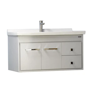 36'' Wall-Mounted Solid Wood Gray Vanity with Ceramic Sink | Floors & Baths Pro's