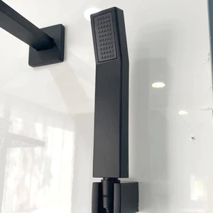 Image 2 of Matte Black Square Rain Showerhead with Rail/Hand Shower sold at Floors & Baths Pro's