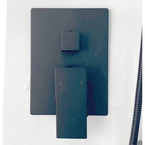 Image 4 of Matte Black Square Rain Showerhead with Rail/Hand Shower sold at Floors & Baths Pro's