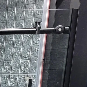 Image 2 of 60" x 59" Frameless Sliding Tub Shower Glass in Black/Chrome sold at Floors & Baths Pro's