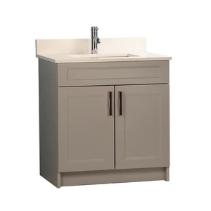 30" Dark Grey Vanity with Quartz Stone Top | Floors & Baths Pro's