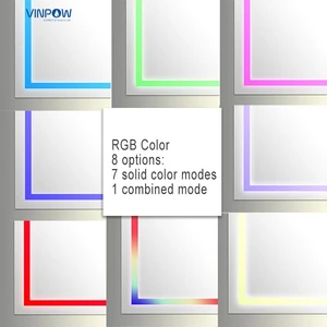 Image 2 of RGB Colorful Anti-fog LED Dimmable Front-light Bathroom Mirror (24" - 60") sold at Floors & Baths Pro's