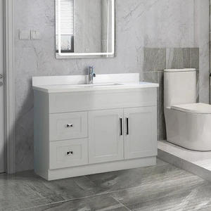 42" Shaker Style Grey Vanity with Stone Top (2 drawers) 