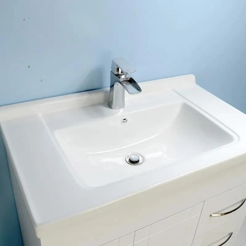 32" White Vanity with Ceramic Top