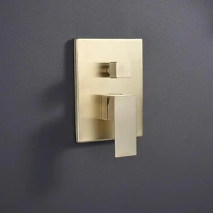 Image 3 of Gold Wall Mounted Square Rain Showerhead with Hand Shower sold at Floors & Baths Pro's