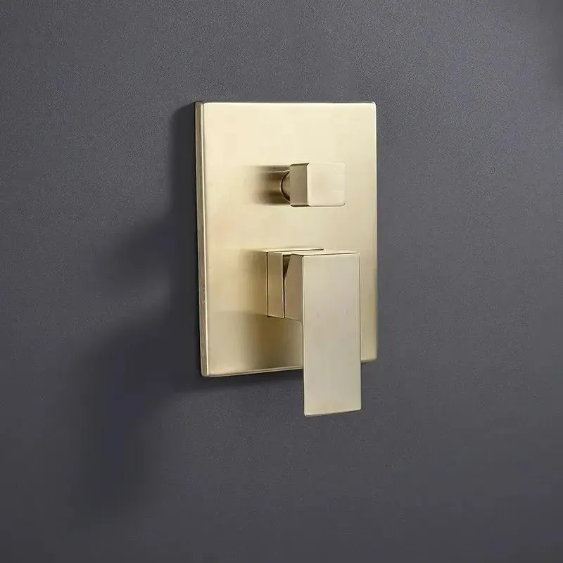 Gold Wall Mounted Square Rain Showerhead with Hand Shower