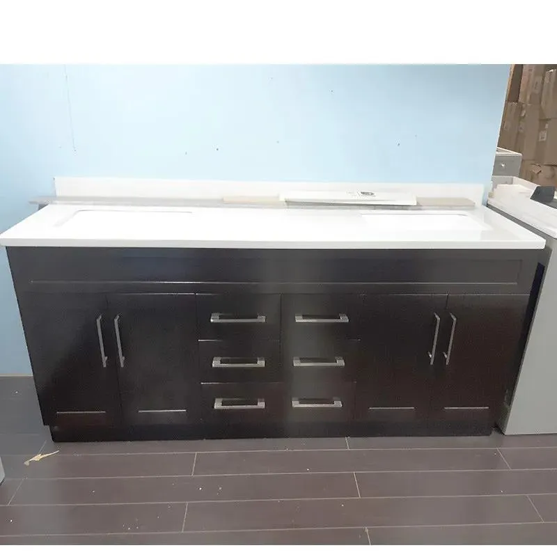 72" Double-Sink Espresso Vanity with Stone Top