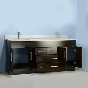 Image 2 of 72" Double-Sink Espresso Vanity with Stone Top sold at Floors & Baths Pro's