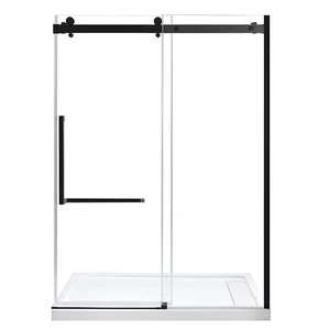 Image 3 of 60" x 72" Stainless Steel Sliding Shower Glass with One Panel Fixed sold at Floors & Baths Pro's