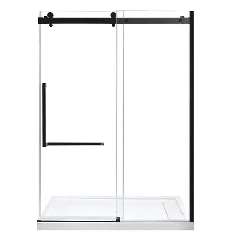 60" x 72" Stainless Steel Sliding Shower Glass with One Panel Fixed