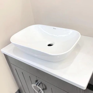 Image 2 of 20" COMO Rectangular Ceramic Vessel Bathroom Sink White sold at Floors & Baths Pro's