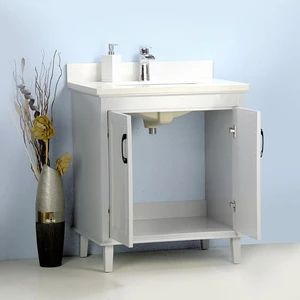 Image 2 of 26" European Style Gray Double-doors Vanity with Stone Top sold at Floors & Baths Pro's