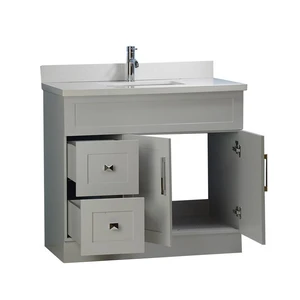 Image 2 of 36" Shaker Style Grey Vanity with Stone Top (2 drawers) sold at Floors & Baths Pro's