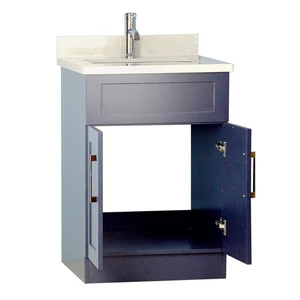 24" Dark Blue Bathroom Vanity with Stone Top | Floors & Baths Pro's