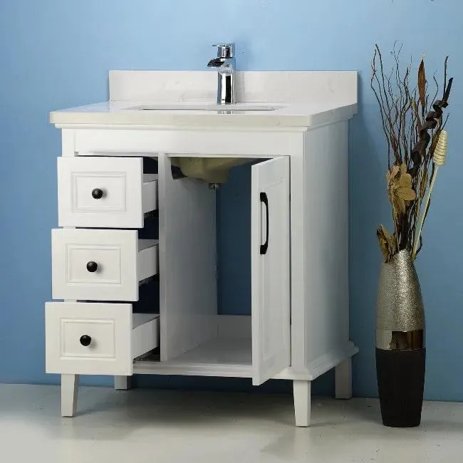 30" European Style Grey Vanity with Gray Countertop