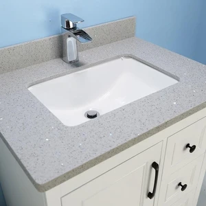 Image 4 of 30" European Style Grey Vanity with Gray Countertop sold at Floors & Baths Pro's