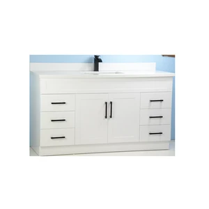 60" Single-Sink White Vanity with Stone Top | Floors & Baths Pro's