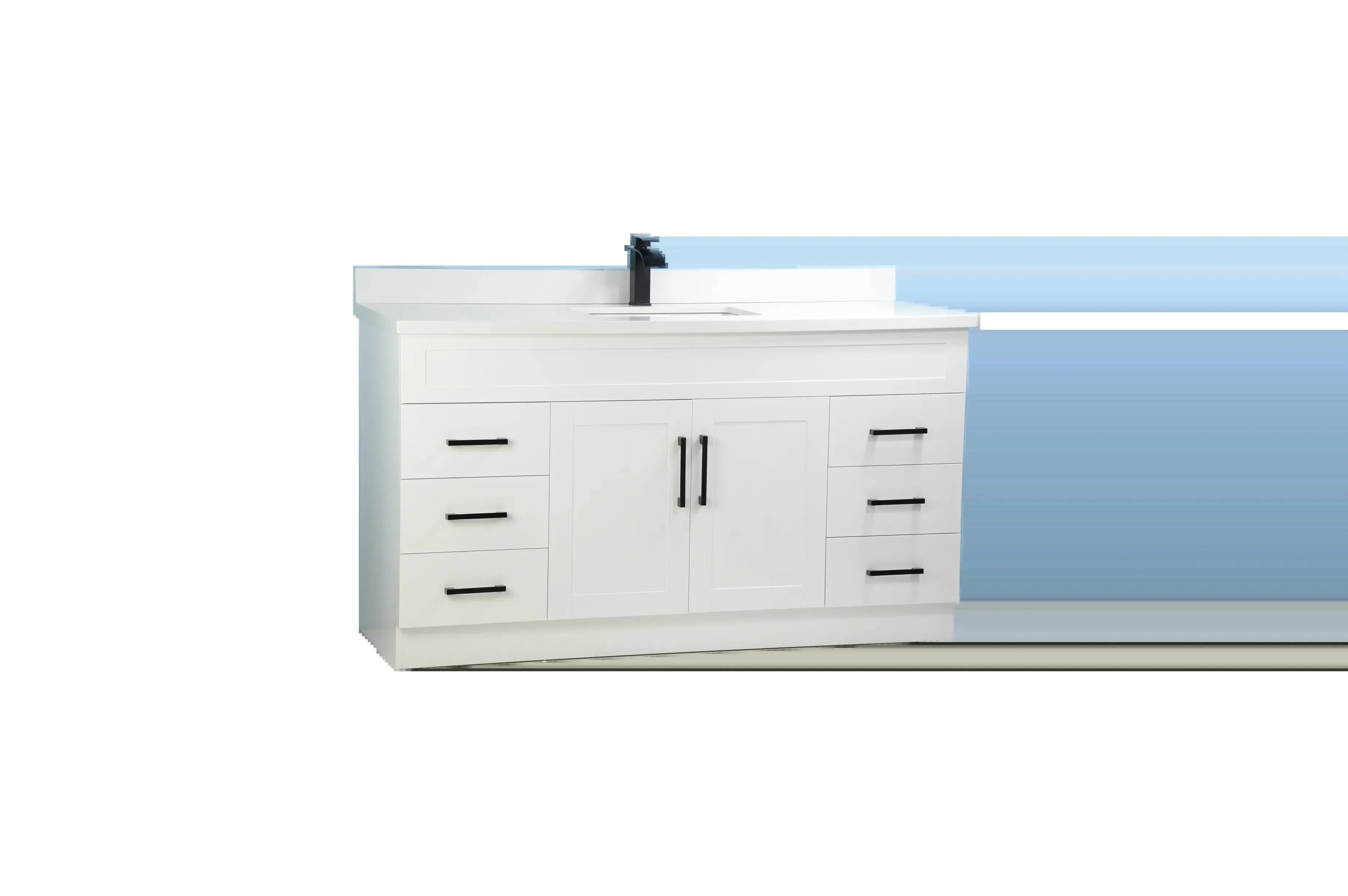 60" Single-Sink White Vanity with Stone Top