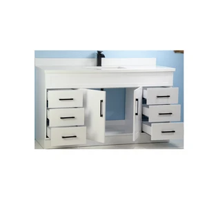 Image 2 of 60" Single-Sink White Vanity with Stone Top sold at Floors & Baths Pro's