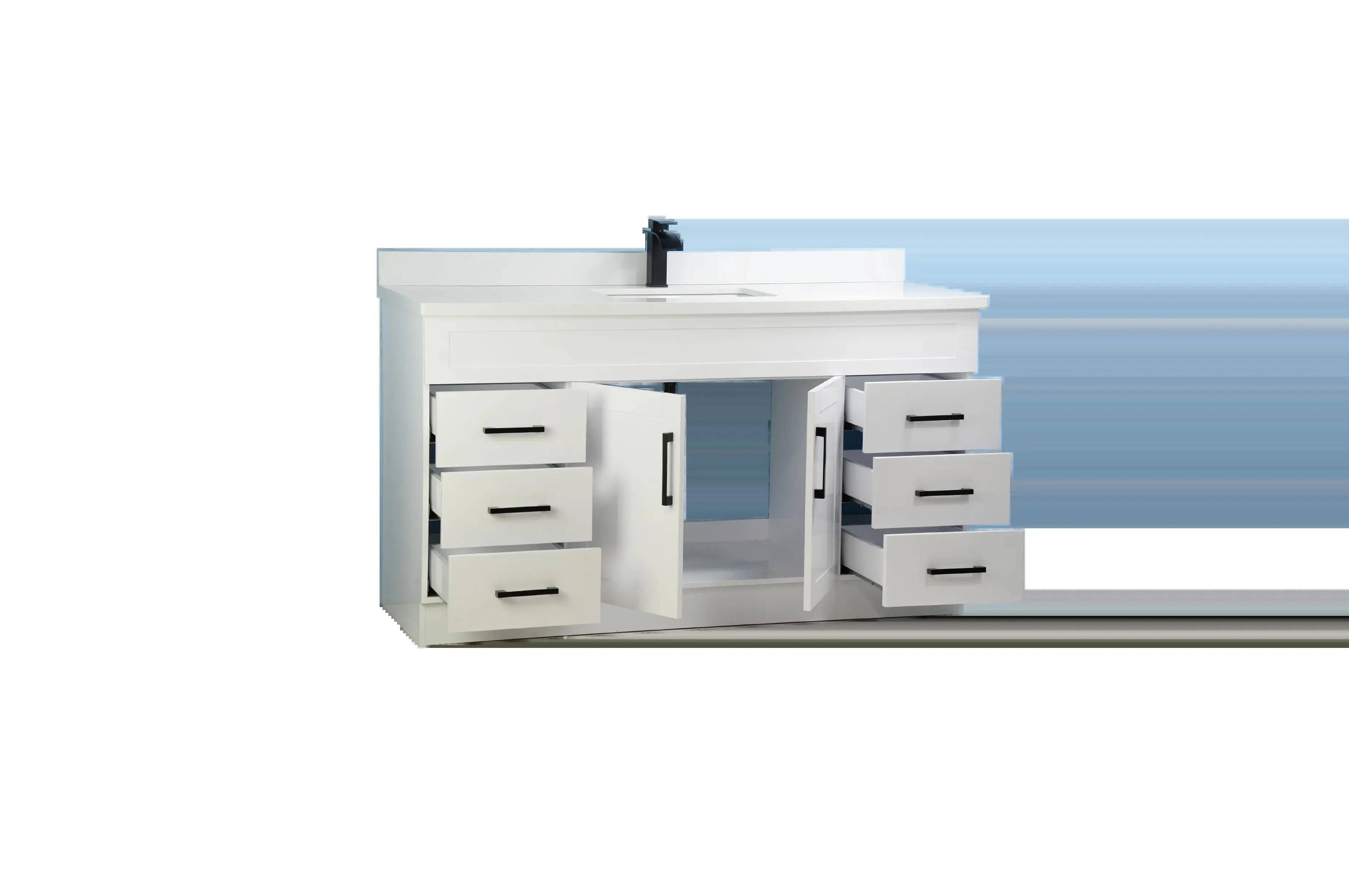 60" Single-Sink White Vanity with Stone Top