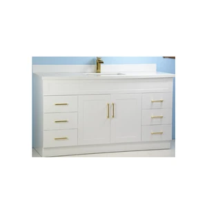 Image 3 of 60" Single-Sink White Vanity with Stone Top sold at Floors & Baths Pro's