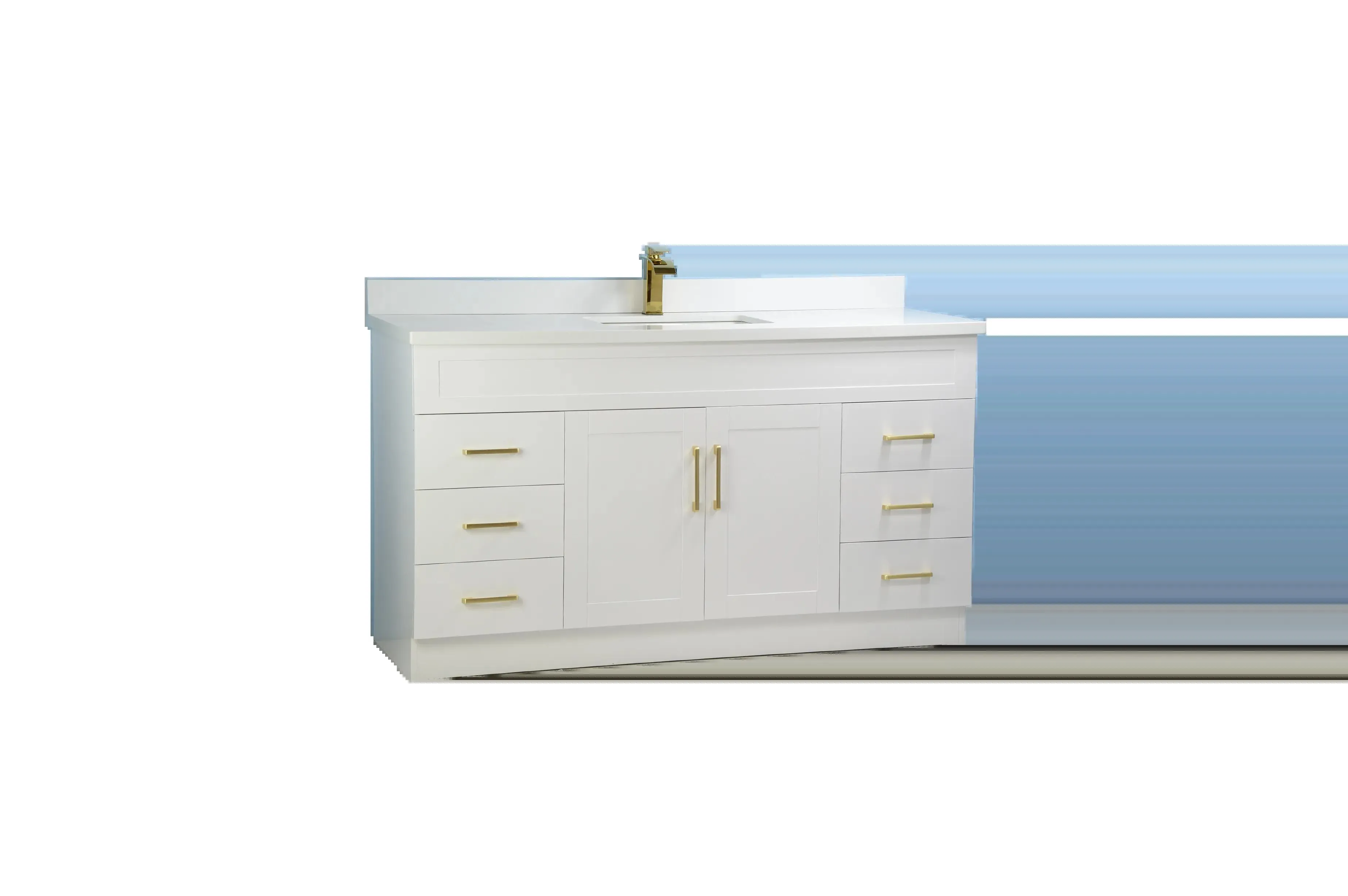 60" Single-Sink White Vanity with Stone Top