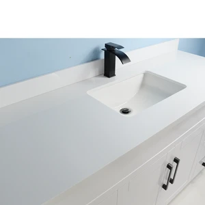 Image 4 of 60" Single-Sink White Vanity with Stone Top sold at Floors & Baths Pro's