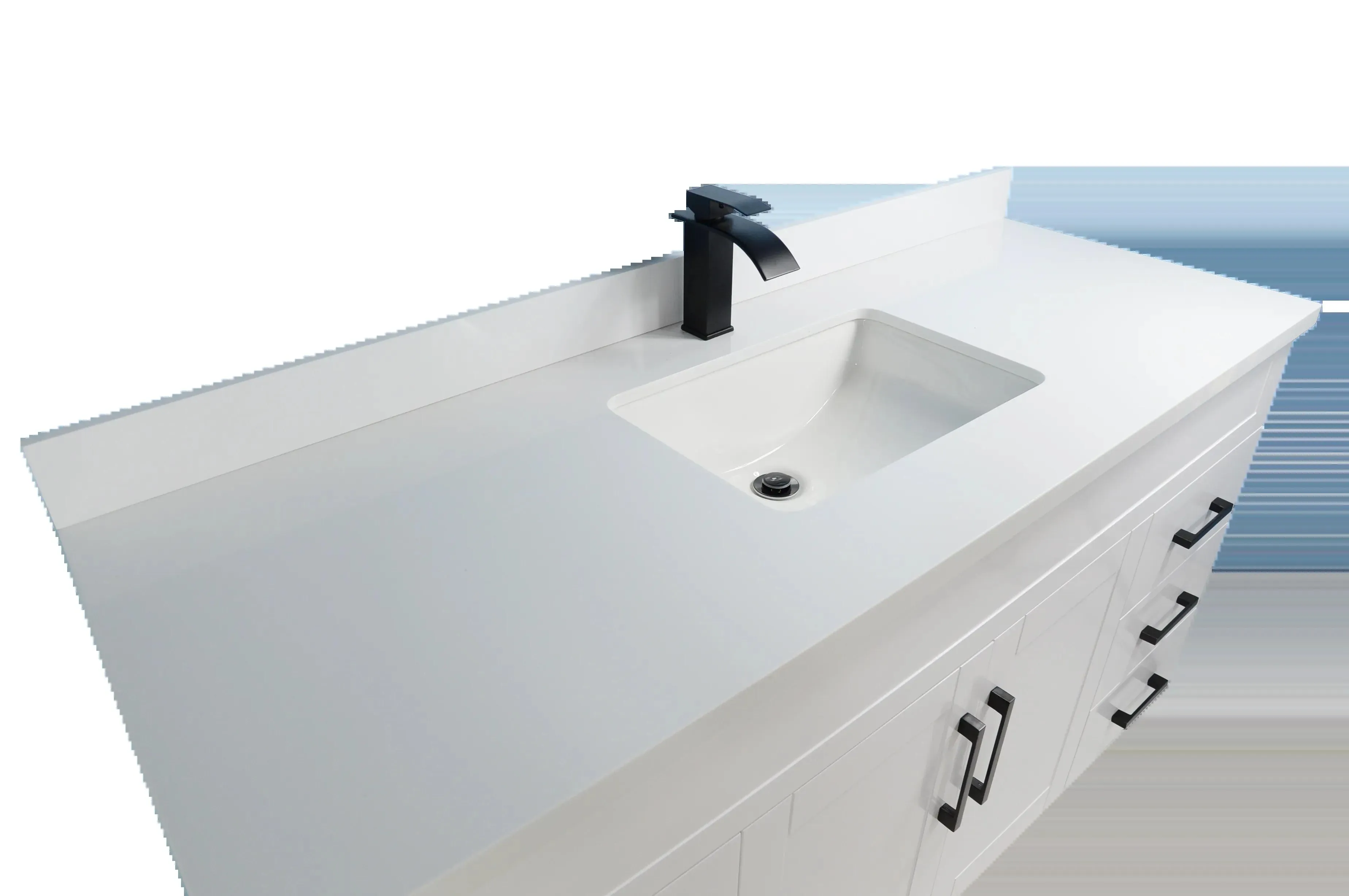 60" Single-Sink White Vanity with Stone Top