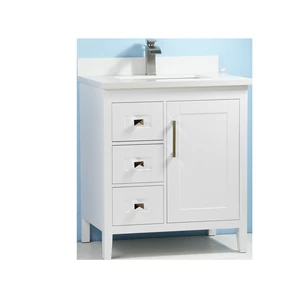 30" European Style White Vanity with Stone Top | Floors & Baths Pro's