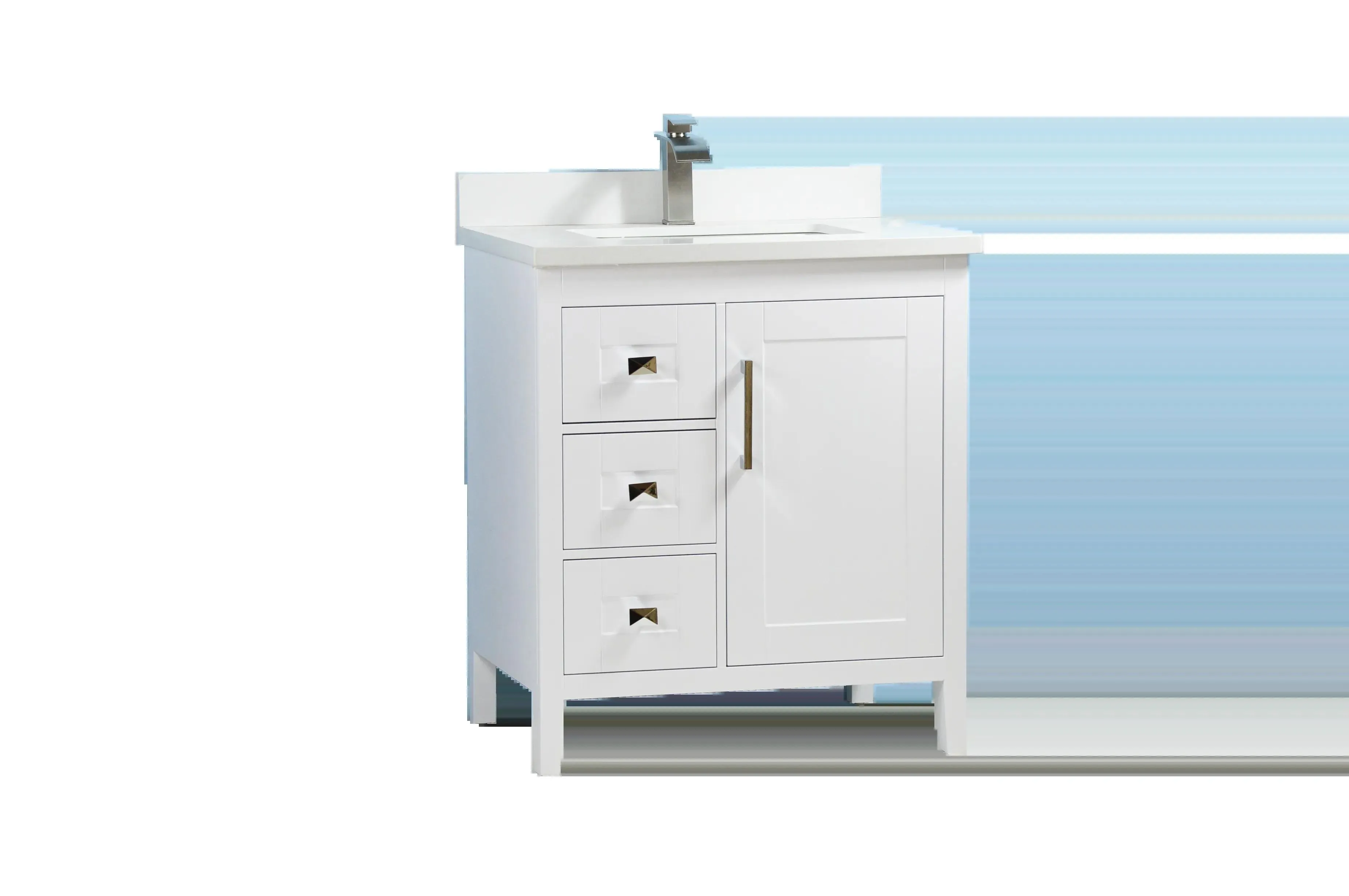 30" European Style White Vanity with Stone Top